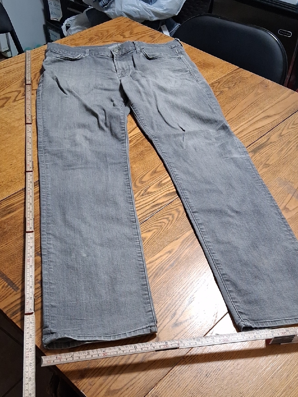 7 FOR ALL MANKIND Mens Jeans GREY 34 SLIMMY Denim Used Straight Legs ? Pants
